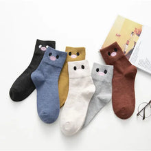 Load image into Gallery viewer, New Autumn and Winter Women&#39;s Socks Sweet Cotton Cartoon Embroidered Piggy Ladies Mid-tube Socks College  Short Socks 1 Pair
