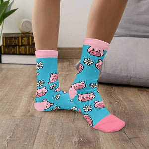 Pink piggy Middle Tube Sock