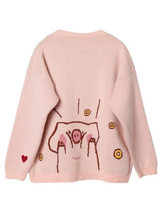 Women's Cartoon Pig Knitted Sweater