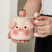 Load image into Gallery viewer, Piggy Ceramic Mug With Lid Spoon
