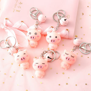 Expression Pig Bell Keychain