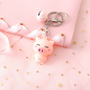 Expression Pig Bell Keychain