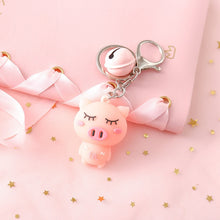 Load image into Gallery viewer, Expression Pig Bell Keychain
