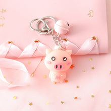 Load image into Gallery viewer, Expression Pig Bell Keychain
