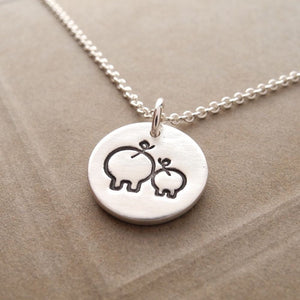 Mother and Baby Pig Necklace
