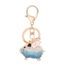 Load image into Gallery viewer, Rhinestone Flying Pig Keychain

