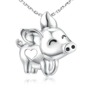 Sterling Silver Cute Piglet Necklace