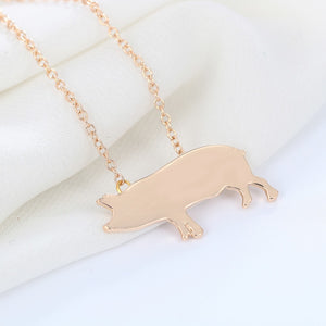 Plated Pig Piglet Pendant Necklace