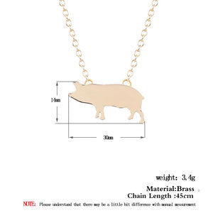Plated Pig Piglet Pendant Necklace