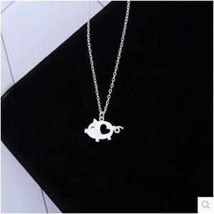 Hollow Heart Pig Necklace